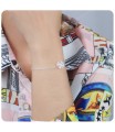 Carving Flower with CZ Silver Bracelet BRS-617